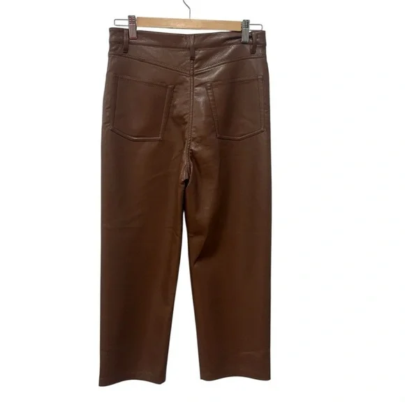 NWT Wilfred Pants Melina Crop Cognac Brown Faux Leather Sz. 8 - Picture 6 of 14